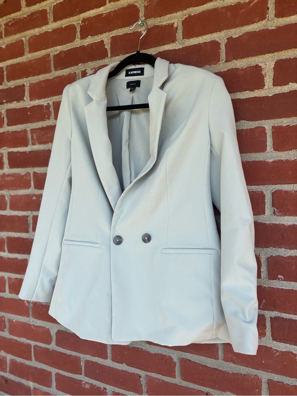Express Light Gray Double-Breasted Women's Blazer